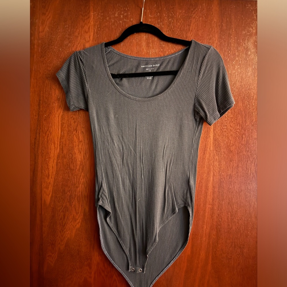 American Eagle Outfitters Gray Ribbed Women's Bodysuit